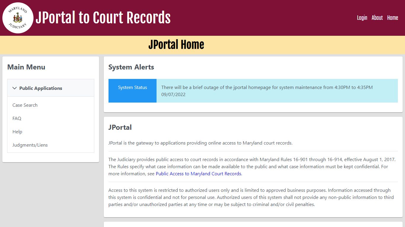 JPortal Home - mdcourts.gov